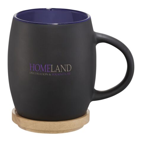 Hearth 400 ml ceramic mug with wooden coaster 
