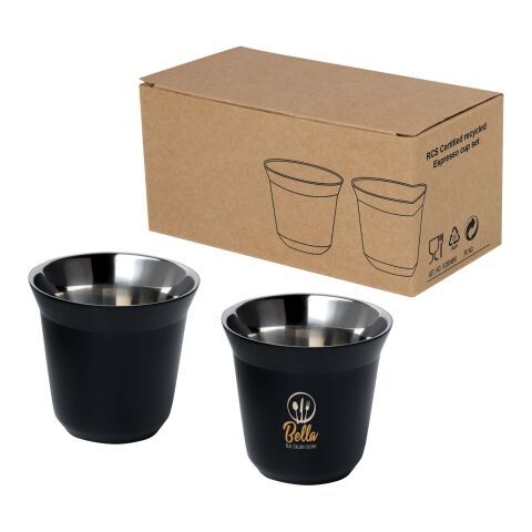 Duo 80 ml RCS certified stainless steel espresso cup set Standard | Solid black | No Branding | not available | not available