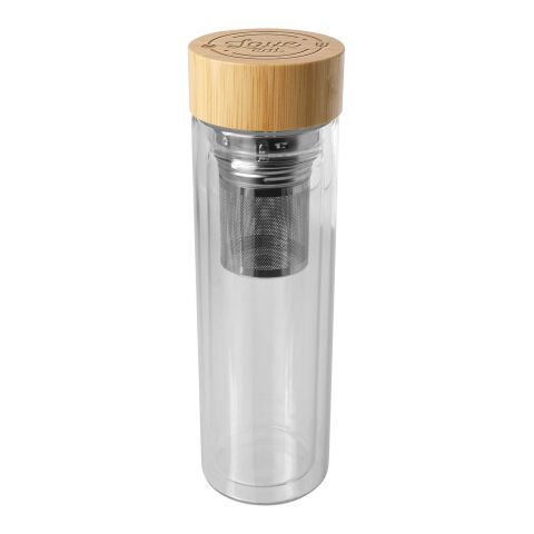 Bailey 400 ml borsilicate glass infuser bottle with bamboo lid Standard | White | No Branding | not available | not available