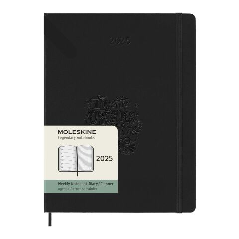 Moleskine hard cover 12 month XL weekly planner Standard | Solid black | No Branding | not available | not available