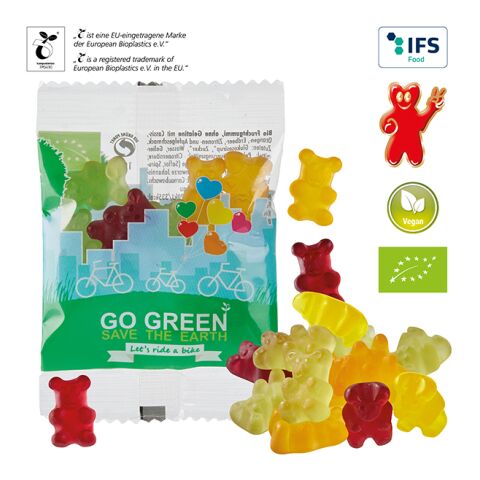 Vegan Organic Fruit Gum Bears in a Compostable Bag white | digital- or offset printing