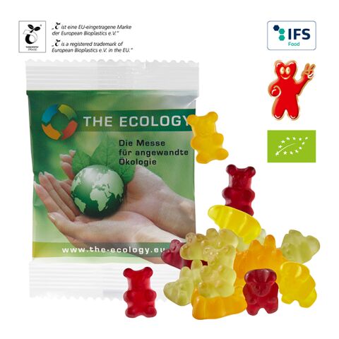 Organic Fruit Gum Bears in a Compostable Bag white | Without Branding