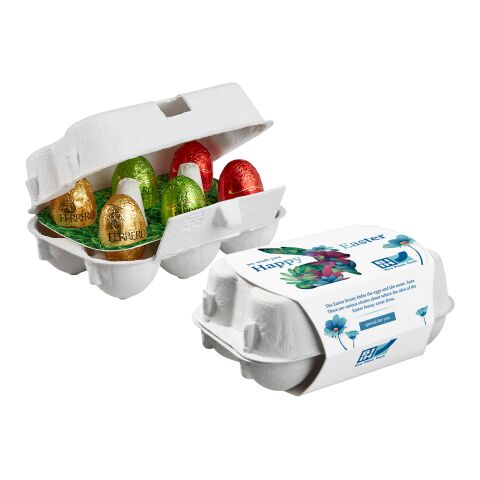 Paper Easter Egg Box of 6 with Ferrero Küsschen Eggs digital printing