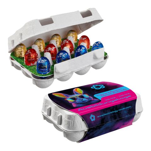 Paper Easter Egg Box of 12 with Lindt Lindor Mini-Eggs digital printing