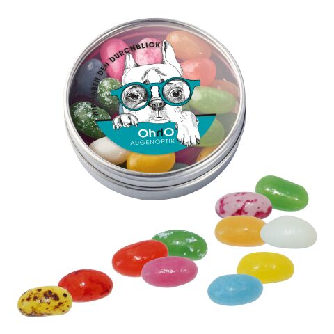 Clear Tin with Jelly Beans white | 4-colour tampon printing