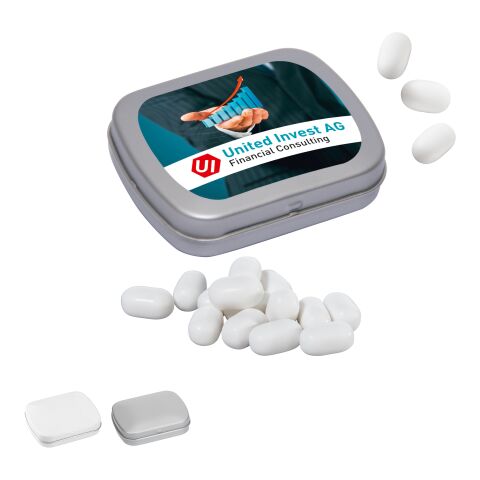 Mini Tin with Hinged Lid with tic tac white | 3-colour tampon printing