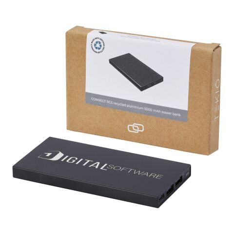 Connect 5000 mAh RCS recycled aluminium power bank Standard | Solid black | No Branding | not available | not available