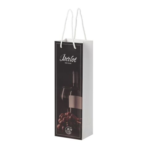 Handmade 170 g/m2 integra paper wine bottle bag with plastic handles white | No Branding | not available | not available