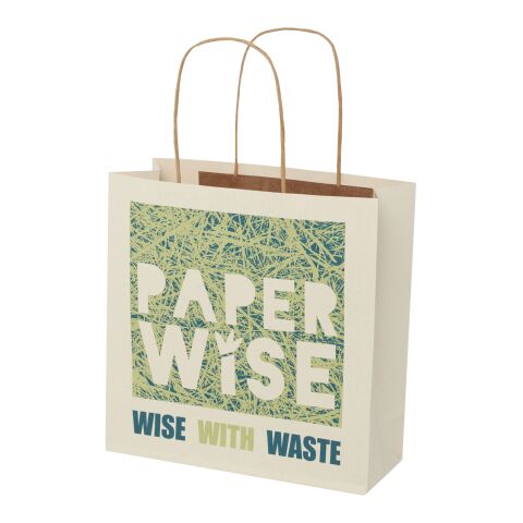 Agricultural waste 150 g/m2 paper bag with twisted handles - small Ivory white | No Branding | not available | not available