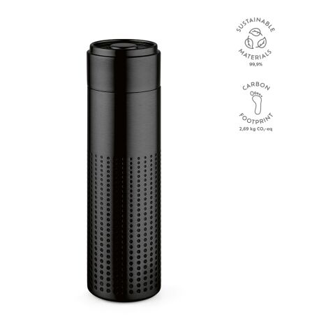 Perfora Bottle recycled Stainless Steel 540 ml Black | Without Branding | 540 ml