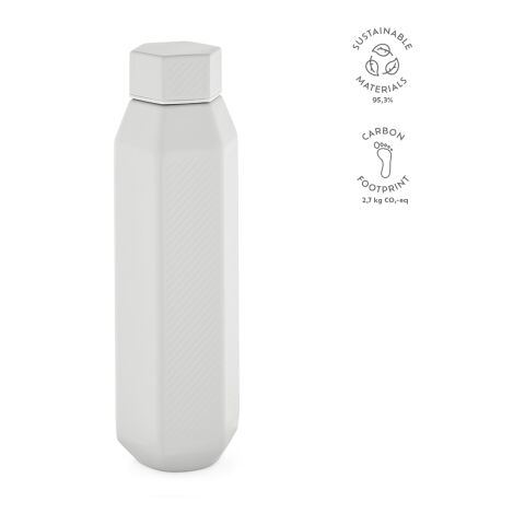 Hexagul Bottle recycled Stainless Steel 530 ml White | Without Branding | 530 ml