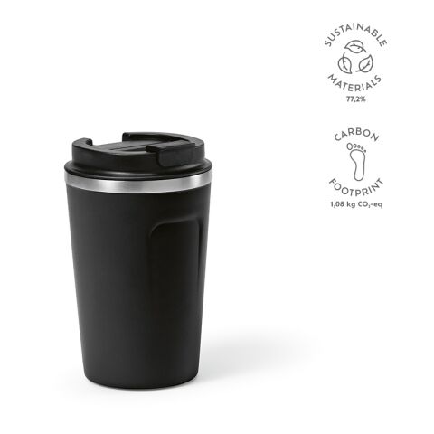 Limpopo Traval Cup recycled Stainless Steel 490 ml Black | Without Branding | 490 ml