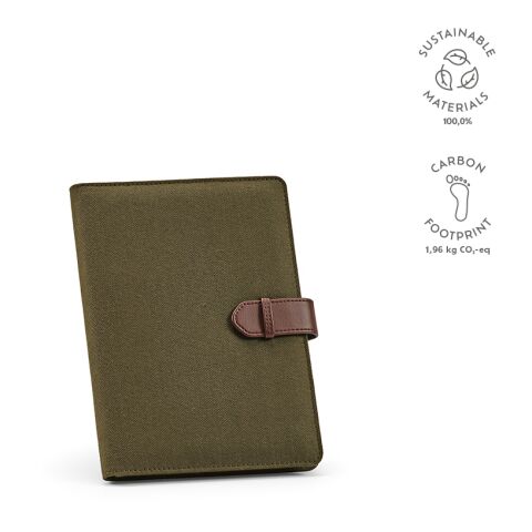 Eliot A5 Folder recycled Cotton 64 Pages Olive green | Without Branding | A5