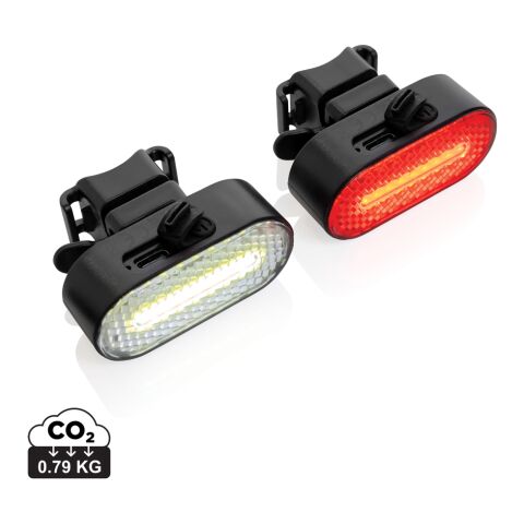 Lumino RCS recycled plastic USB re-chargeable bike light set black | Without Branding | not available | not available