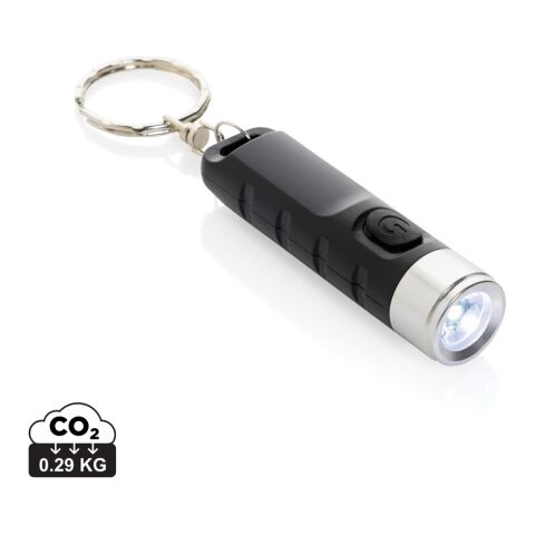 Globix RCS recycled plastic USB re-chargeable keychain torch black | Without Branding | not available | not available