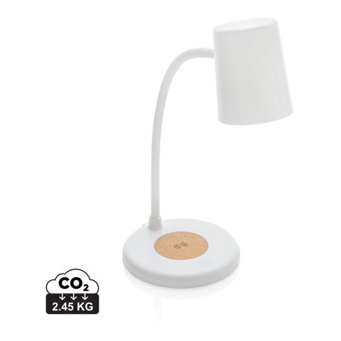 Zenara RCS recycled plastic and cork 15W wireless desk lamp white | Without Branding | not available | not available