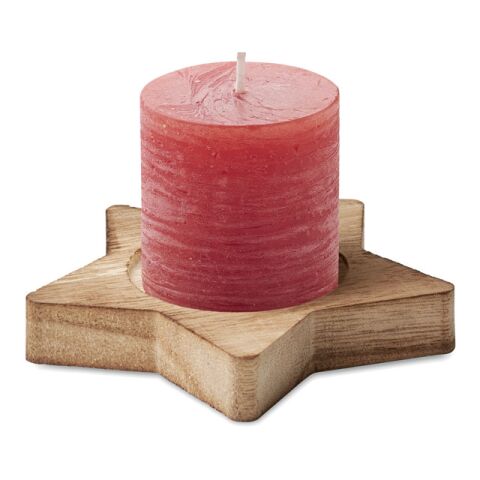 Candle on star wooden base red | No Branding | not available | not available