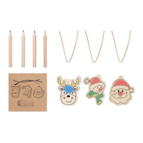 Christmas-themed Drawing wooden ornaments set