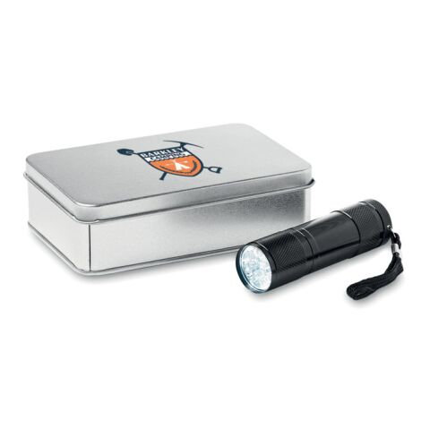 LED torch in tin box black | No Branding | not available | not available