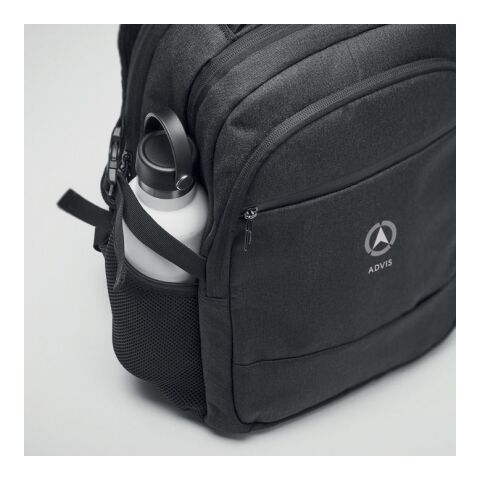 600D RPET laptop backpack with mesh side pockets black | Without Branding | not available | not available | not available