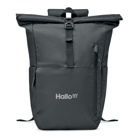 300D RPET rolltop backpack black | No Branding | not available | not available | not available