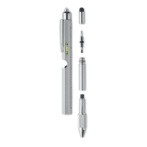 Spirit level pen with LED light matt silver | Without Branding | not available | not available