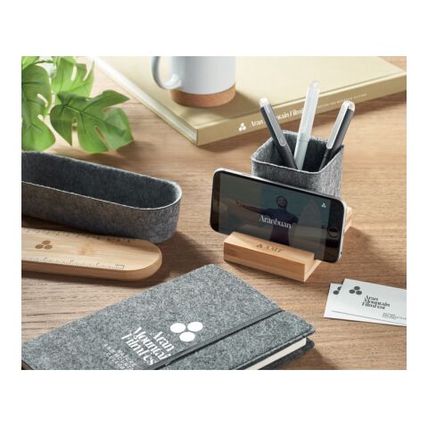 RPET felt pen pot phone stand wood | No Branding | not available | not available