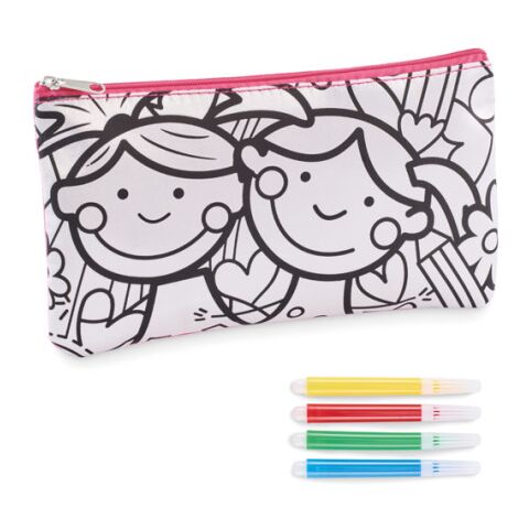 Pencil case with markers pink | No Branding | not available | not available | not available