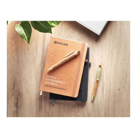 A5 recycled notebook 80 lined with pen holder brown | No Branding | not available | not available