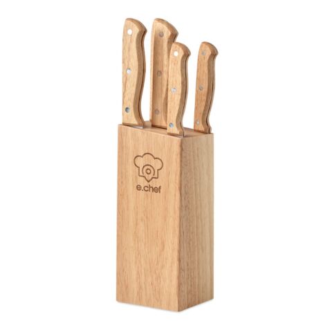 5 piece knife set in base wood | No Branding | not available | not available