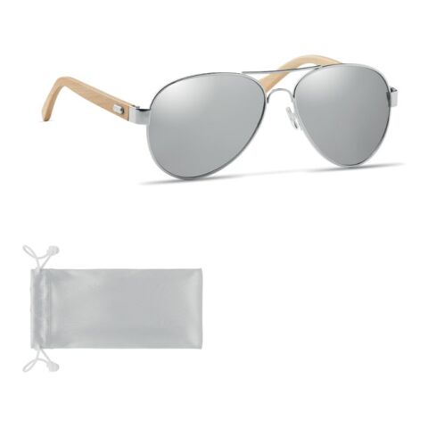 Bamboo sunglasses in pouch shiny silver | No Branding | not available | not available | not available