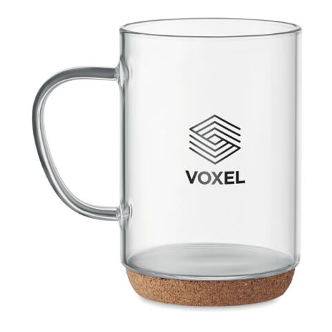 Glass mug 400ml with cork base transparent | No Branding | not available | not available