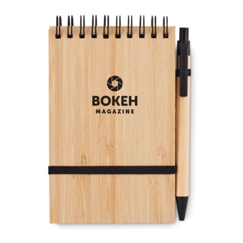 A6 bamboo notepad with pen black | No Branding | not available | not available