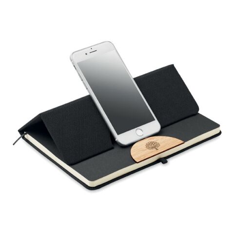 A5 RPET notebook with phone stand black | No Branding | not available | not available | not available