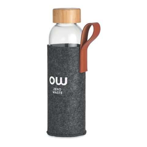 Glass bottle in RPET polyester pouch 500 ml grey | No Branding | not available | not available | not available