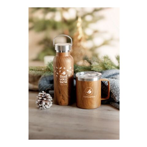 Wooden double wall insulated bottle 500ml brown | No Branding | not available | not available | not available