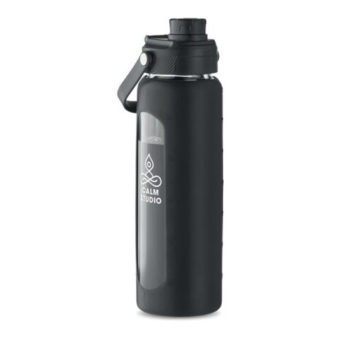 Glass bottle with sleeve 750 ml black | No Branding | not available | not available