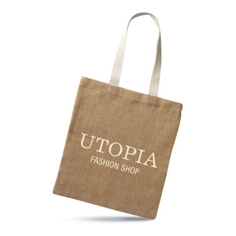Jute shopping bag with cotton handles beige | Without Branding | not available | not available | not available