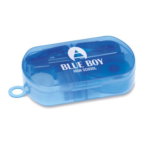 Stationery set in plastic box transparent/blue | No Branding | not available | not available | not available