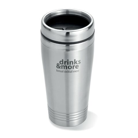 Double wall travel cup 400ml matt silver | No Branding | not available | not available | not available