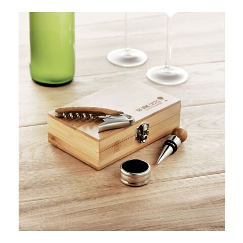 Wine set in bamboo box wood | No Branding | not available | not available