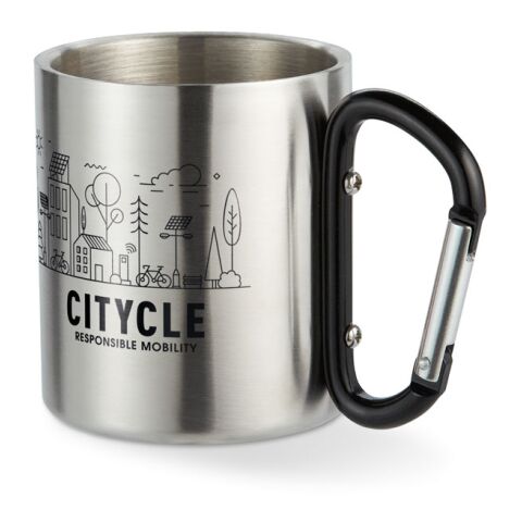 Metal mug and carabiner handle 220 ml black | No Branding | not available | not available | not available