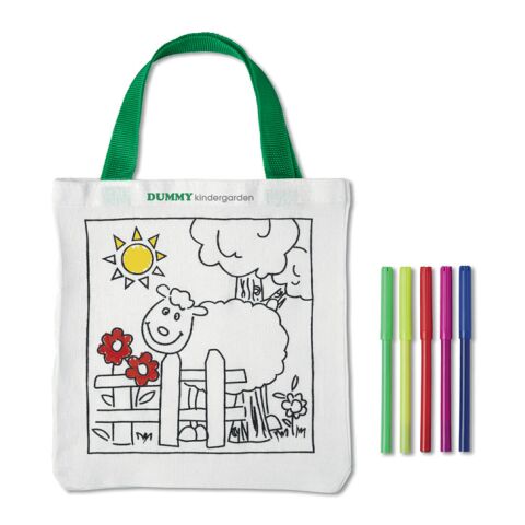 Tote bag with colouring pens white | No Branding | not available | not available | not available