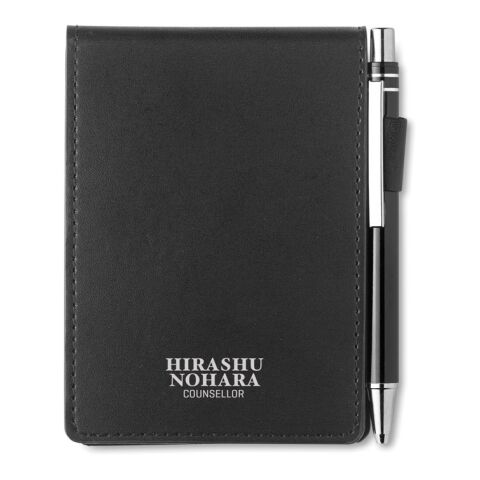 A7 notepad in PU pouch w/pen black | No Branding | not available | not available