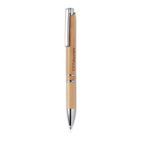 Bamboo automatic pen with chrome clip