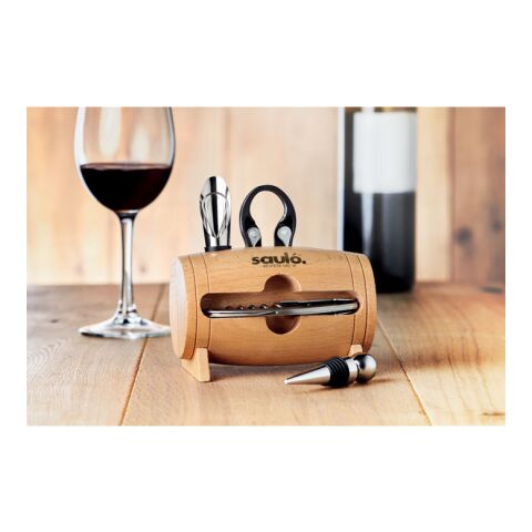 4 pcs wine set in wooden stand 
