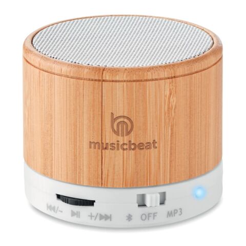 Round Bamboo 4.2 wireless speaker white | No Branding | not available | not available