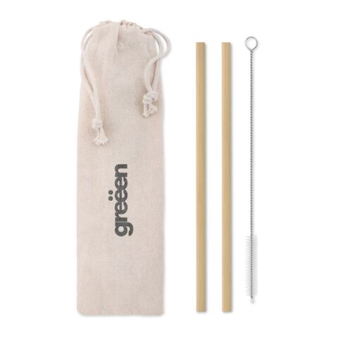 Bamboo Straw w/brush in pouch beige | Without Branding | not available | not available | not available