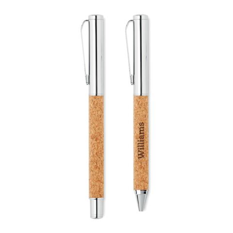Metal ballpoint pen set in cork box wood | Without Branding | not available | not available