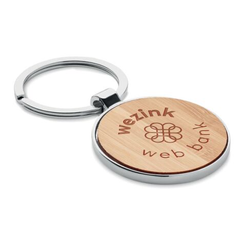 Round key ring metal bamboo wood | No Branding | not available | not available | not available